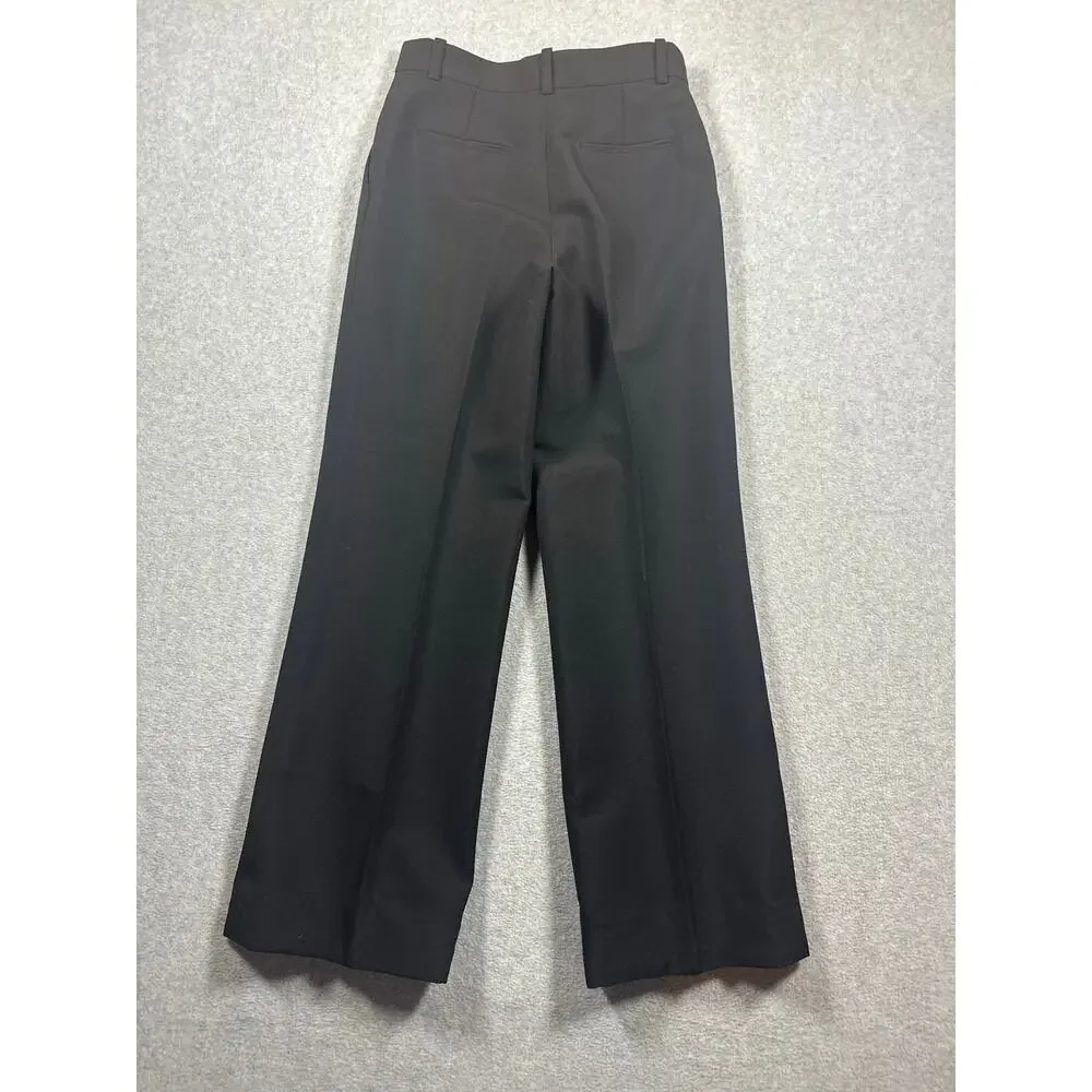 Chanel Dress Pants Women's Size 34 (US 2) Black Pleated High Rise Wide Leg
